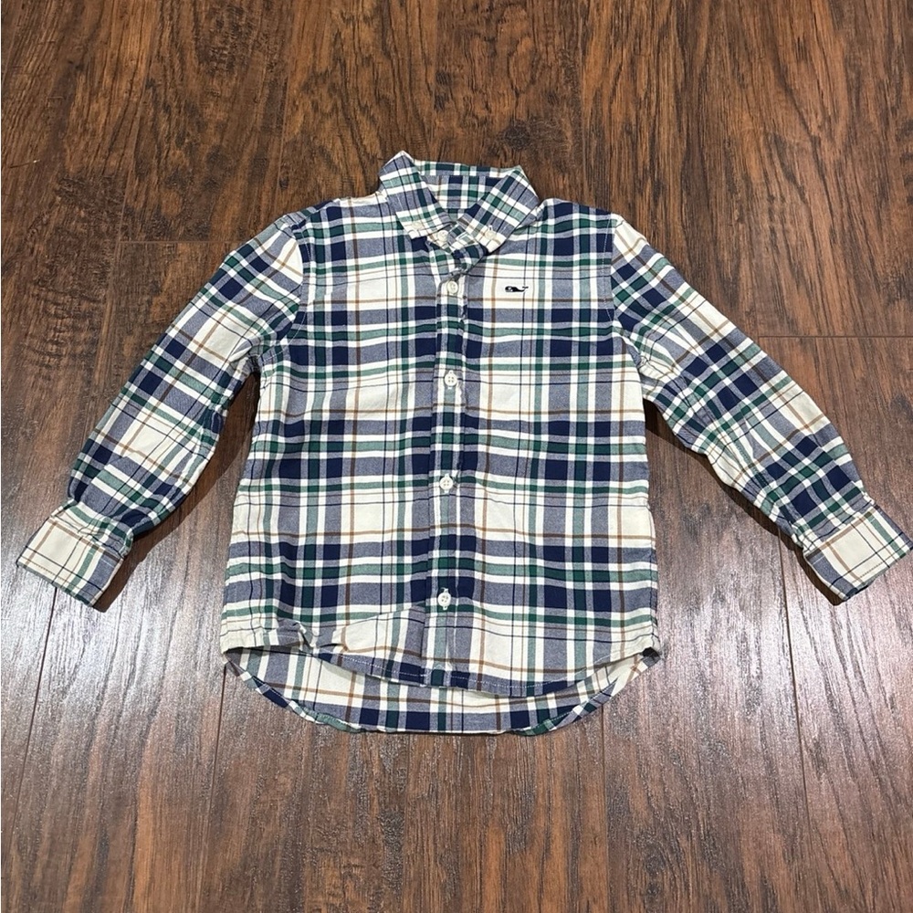 Vineyard Vines Kids Plaid Shirt - Navy and Cream